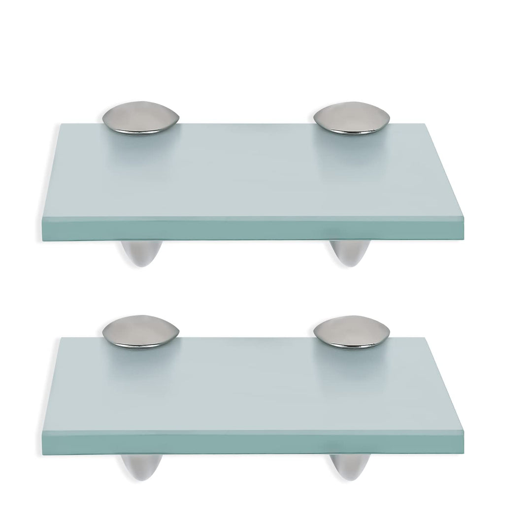 Randaco 2X Glasablage mit Wandhalterung, Wandregal Mattglas mit 8mm ESG Sicherheitsglas und Halterun