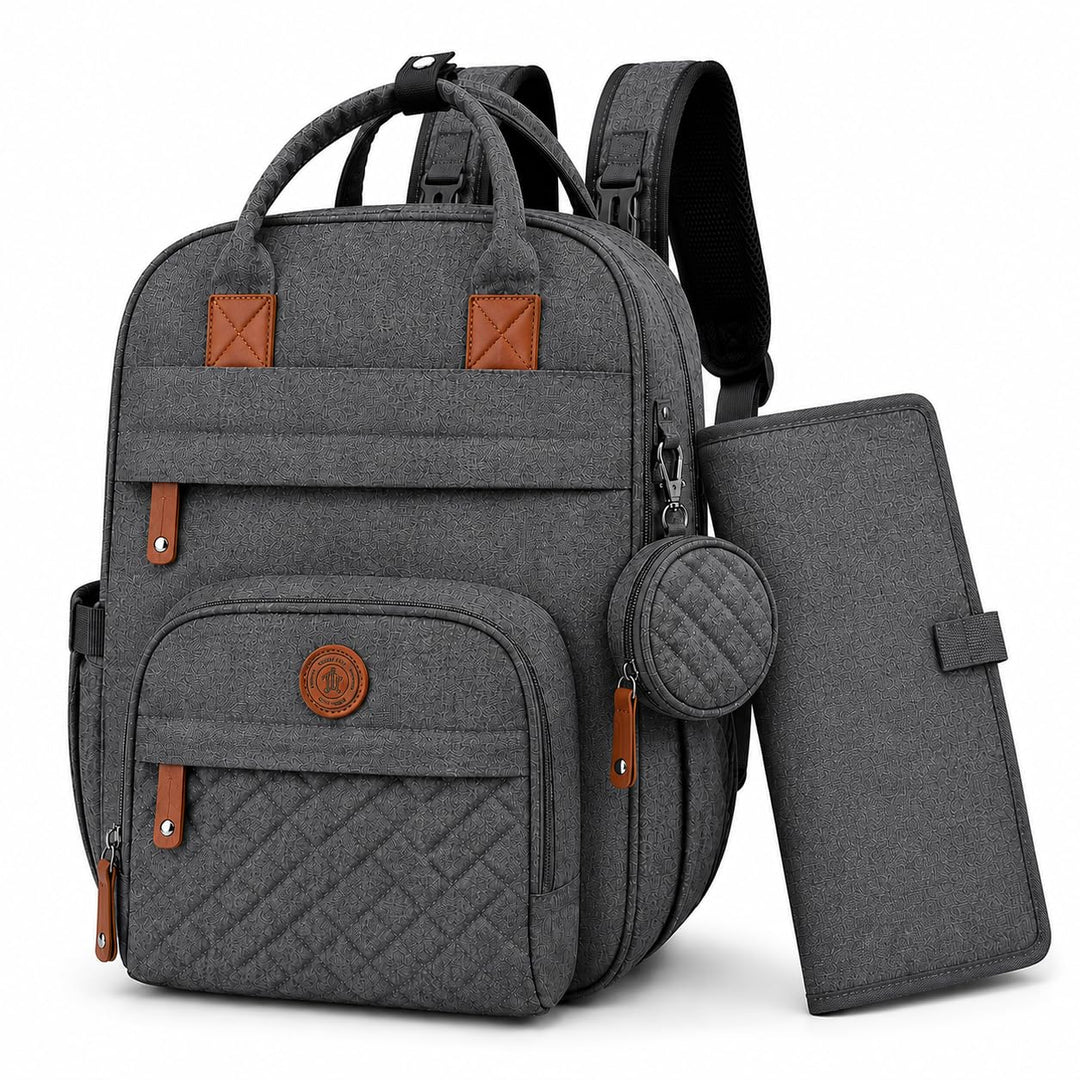 Wickeltasche Baby Wickelrucksack Set mit Wickelunterlage &amp; Kinderwagenbefestigung, grosser wasserabw
