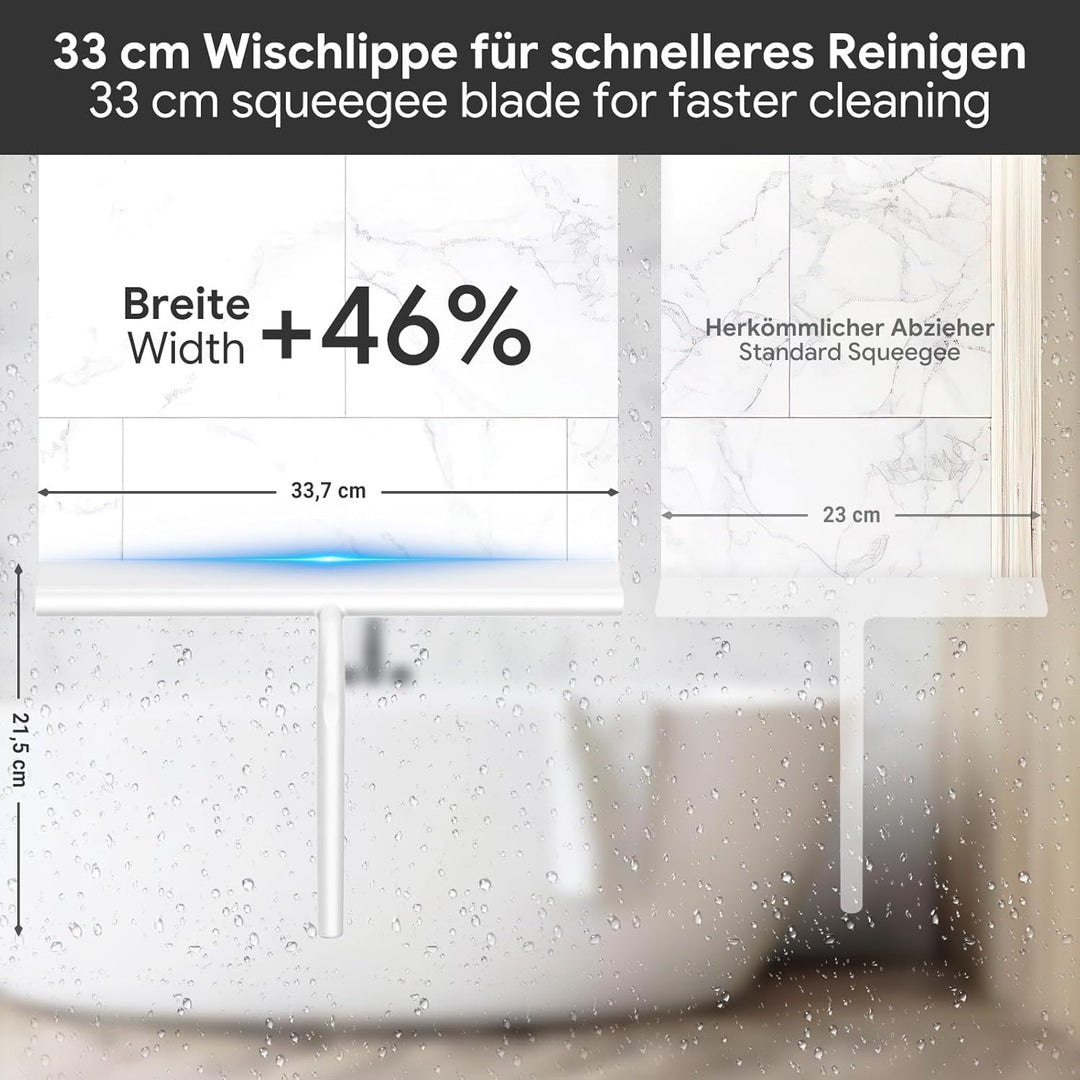 ecooe Silikon Duschabzieher 33cm Weiss, Abzieher Dusche mit Halter, ohne Bohren Duschabzieher, Fenst