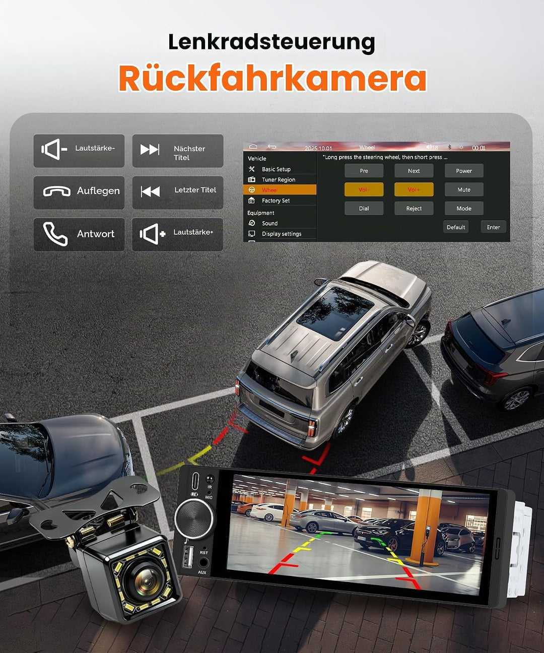 Rimoody Autoradio 1 Din 6,28 Zoll mit Wireless CarPlay - Android Auto, Bluetooth 5.2, In-Cell Displa