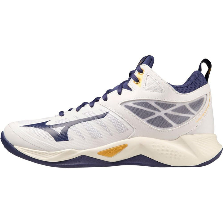Mizuno Unisex Wave Dimension Mid Tischtennis 40 EU Weiss Blueribbon Mp Gold, 40 EU Weiß Bluerib