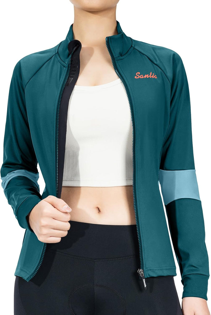 Santic Fahrradjacke Damen Winter Thermo Jacken Winddichte Laufjacke Leichte Atmungsaktiv Langarm Ref