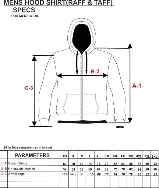 Raff &amp; Taff Herren Zipper Hoodies Kapuzenjacke Sweatjacke Übergangsjacke Jacke Basic Schlicht bis 8X