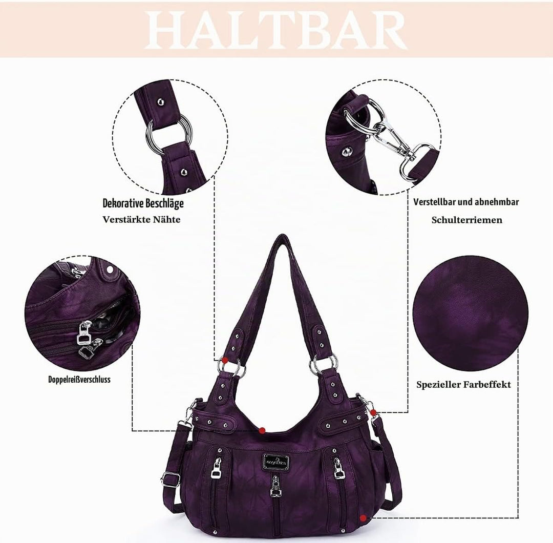 Large Purses and Handbags for Women Washed Faux Leather Crossbody Hobo Satchel Shoulder Handbag Tote