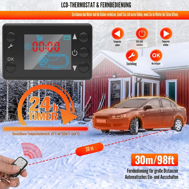 VELPAX Air Diesel Heater Auxiliary Heater, 8 kW 12 V Diesel Air Heater, All in One, LCD Switch Displ