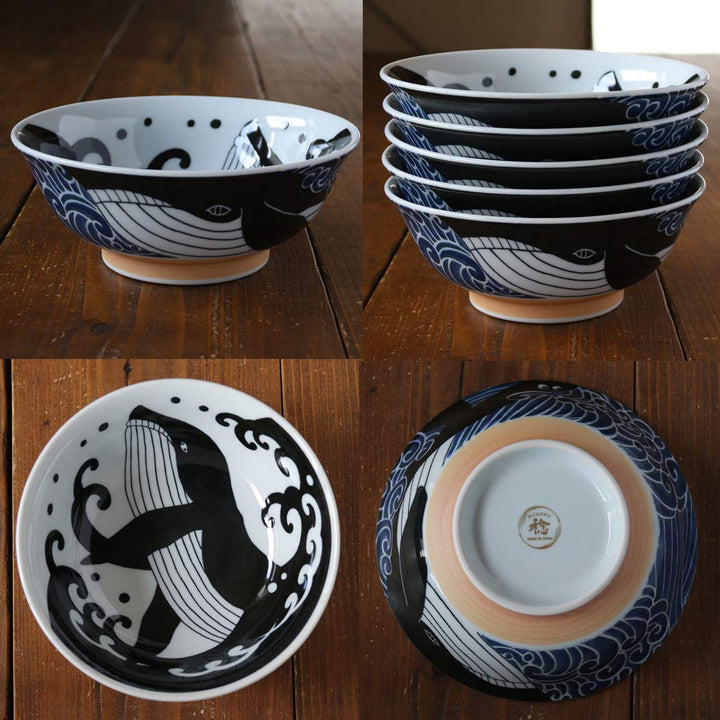 Minorutouki Mino ware Nudelschale, Wal, 21 x 6 cm, 598 ml, hergestellt in Japan