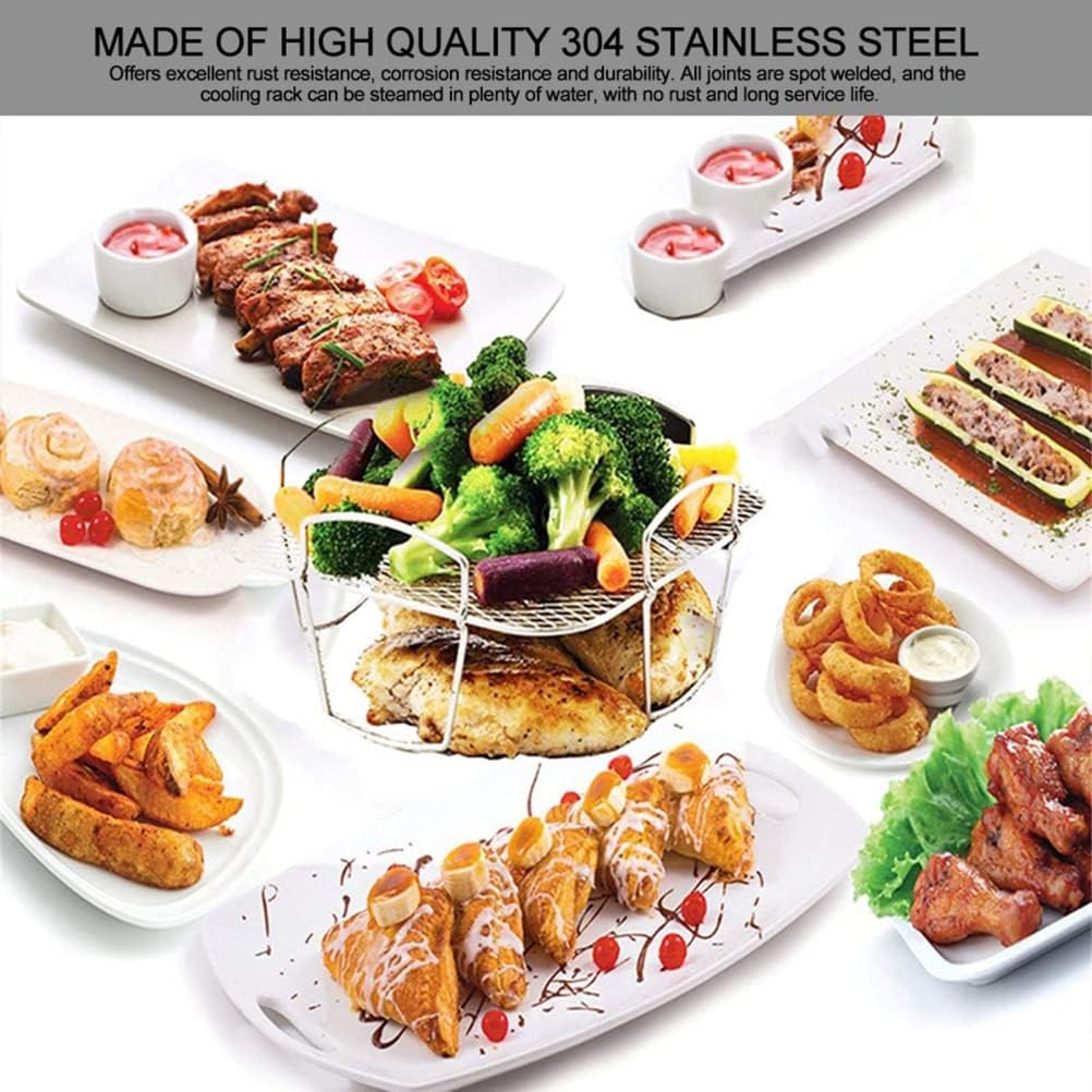 Air Fryer Dehydrator Racks, Edelstahl Obst Fleisch Food Dehydrator Rack Air Fryer Crisper Basket Toa