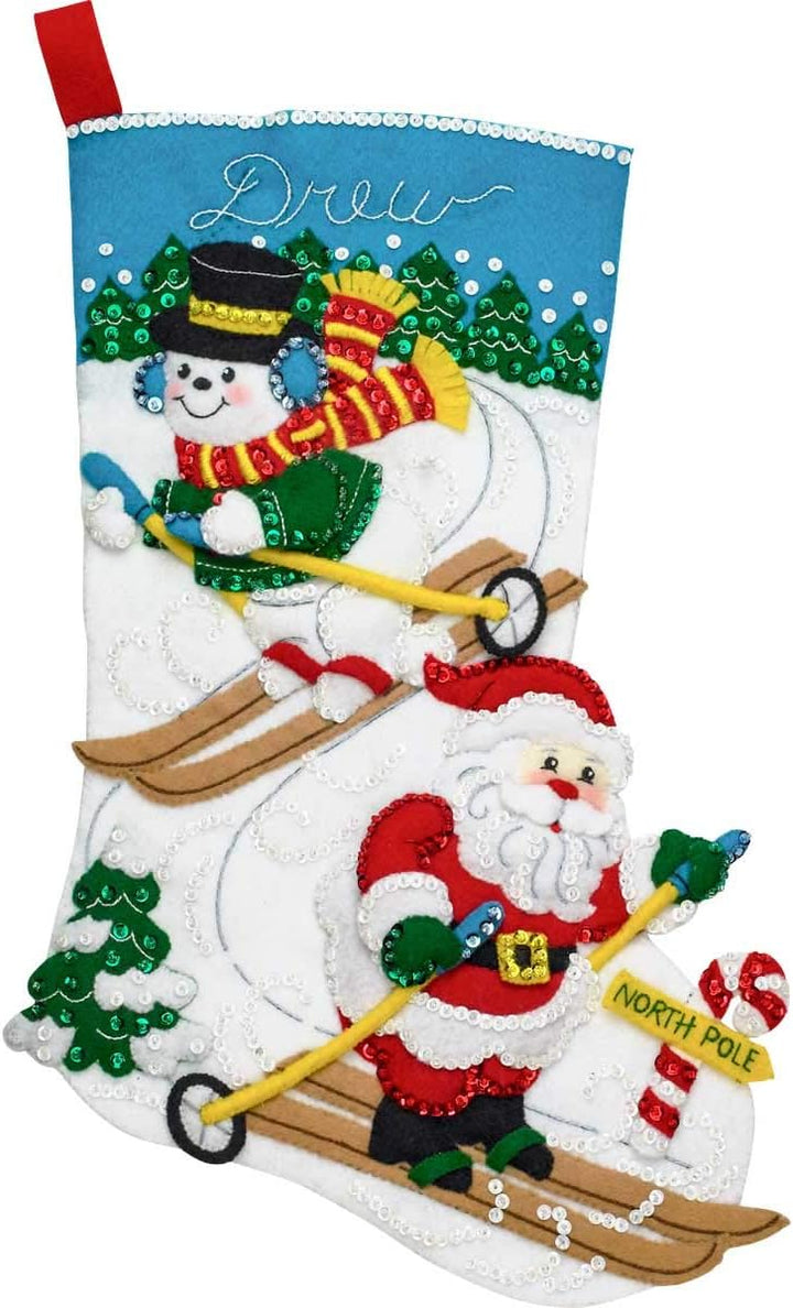 Bucilla Filzstrumpf-Applikation-Set, 45,7 cm, Downhill-Skifahrer
