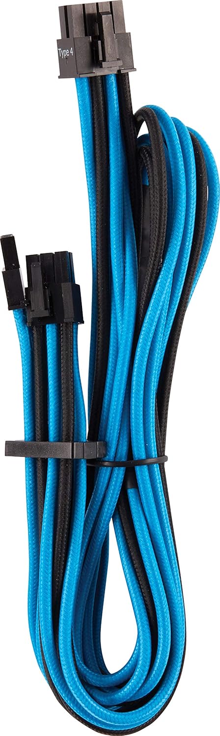 Corsair Premium Sleeved Netzteil 6+2 pin-Polig-PCIe-Single-Kabel Typ4 (Generation 4-Serie) Blau/Schw