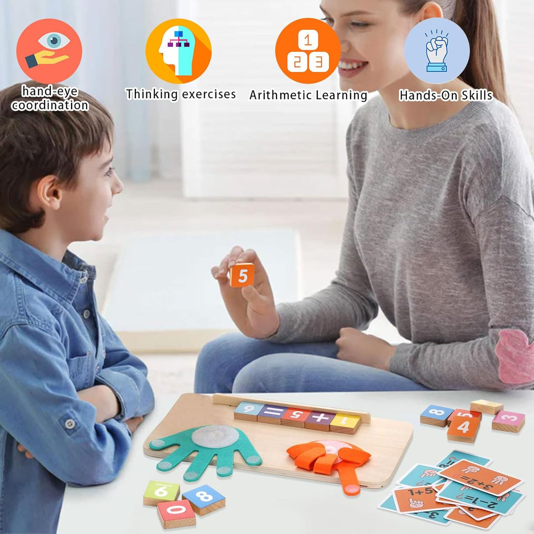 Holz Mathe Spielzeug, Zahlen Lernen für Kinder, Fingerzähl-Mathespielzeug, Zählen Lernspielzeug, Päd
