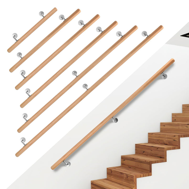 Ikodm Buche Holz Handlauf Treppengeländer 50cm Ø 42mm Geländer für Treppe Treppe Wandhandlauf Wand T
