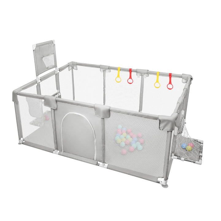 Laufstall für Wohnung, Babybox mit 4 Saugnäpfen an der Unterseite und Reissverschlusstür, Spielbox m