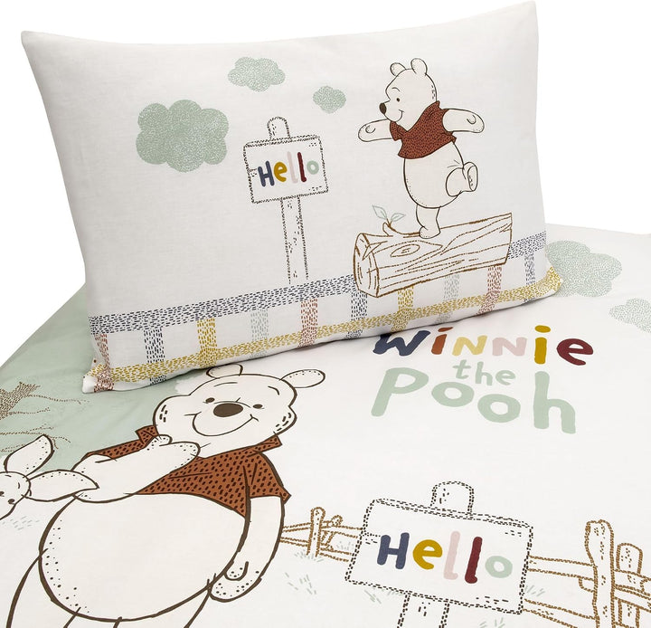 Disney Home Winnie The Pooh Kinderbettwäsche Set 100x135 - Kopfkissenbezug 40x60 - Pooh bär und Ferk