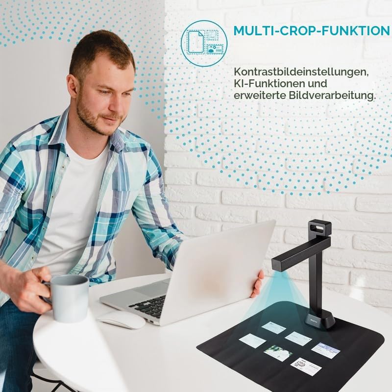 IRIScan Desk Pro. Buchscanner LED, OCR Dokumentenscanner 21MP Kamera Visualizer -v6PRO: PDF-Editor,