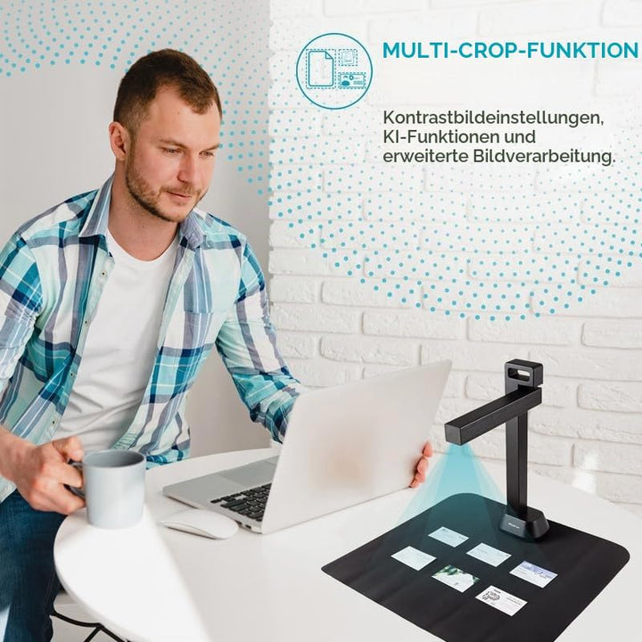 IRIScan Desk Pro. Buchscanner LED, OCR Dokumentenscanner 21MP Kamera Visualizer -v6PRO: PDF-Editor,