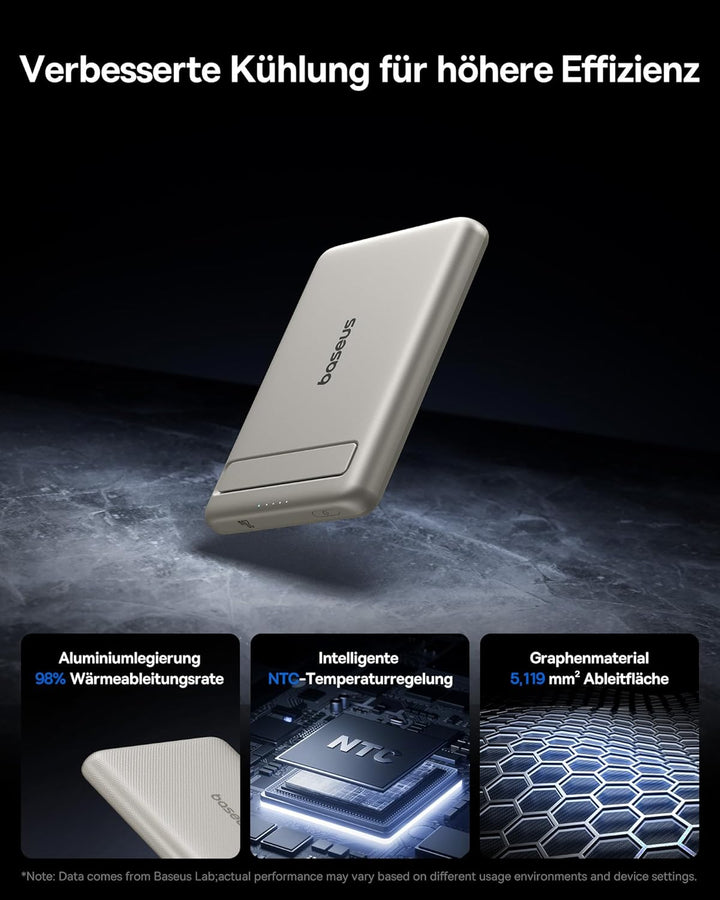 Baseus Mini MagSafe Powerbank 5000mAh Qi2-zertifiziertes mit Klappbarer Ständer, PD 20W Magnetische