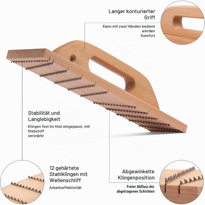 COMENSAL® Raspelhobel für Porenbeton und Put XXL - 12 Präzise Angebrachte Klingen - Raspelhobel für