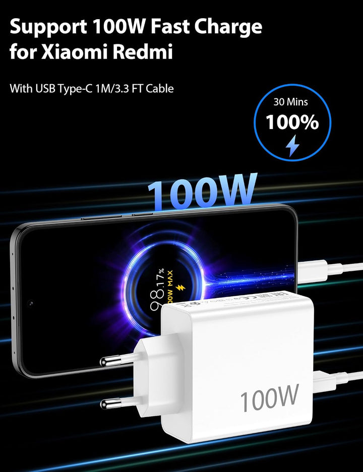 100W USB C Ladegerät für Xiaomi Poco F8 Pro M8Pro F8 Ultra X8 Pro Max,USB Netzteil 100W für Hyper-Ch