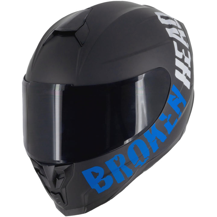 Broken Head BeProud Sport Blau Ltd. - Motorradhelm Mit 2 Visieren (Schwarz + Klar) Integralhelm Matt