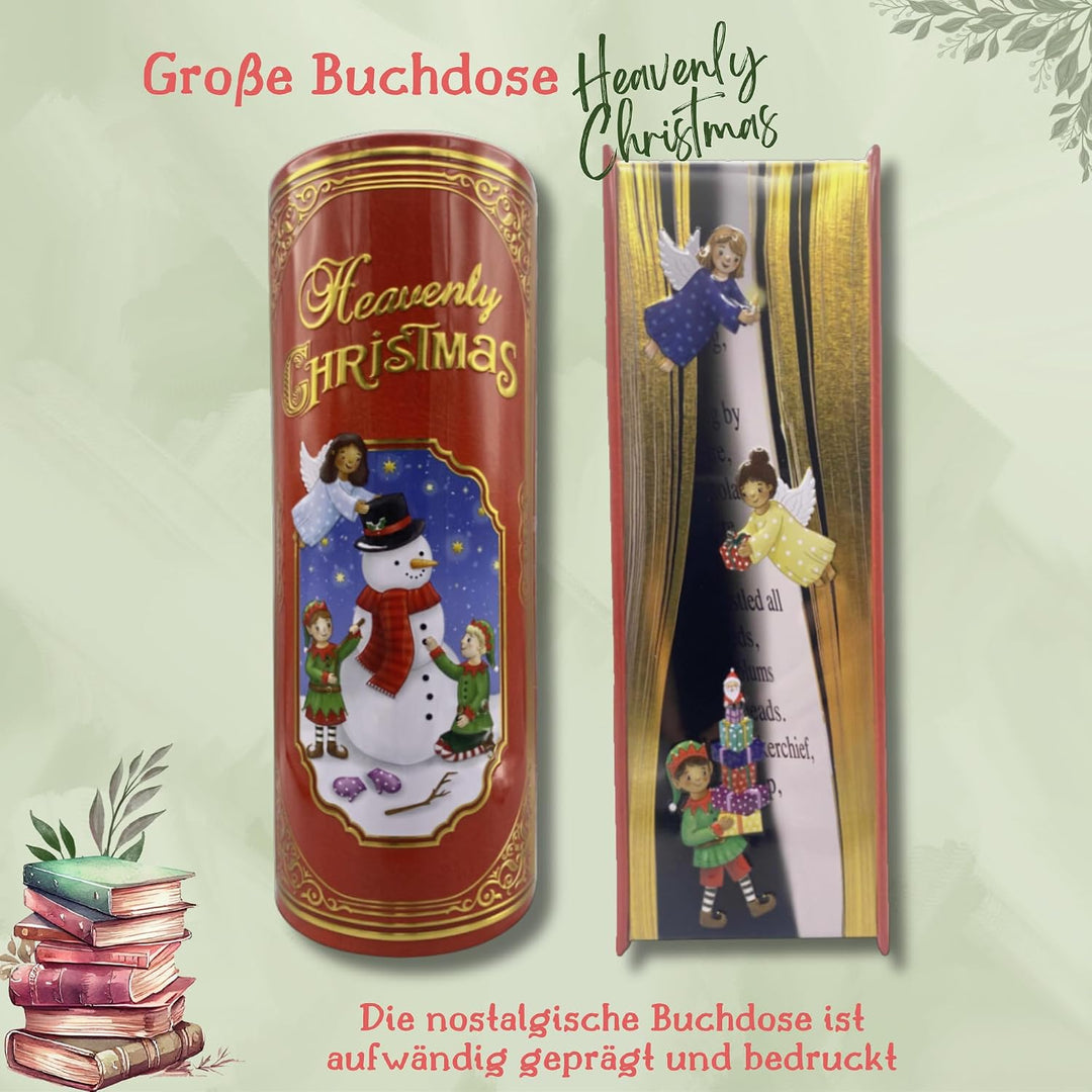 MediMuc Grosse Buchdose Heavenly Christmas - aufwändig geprägt und bedruckt - mit Engel- und Wichtel