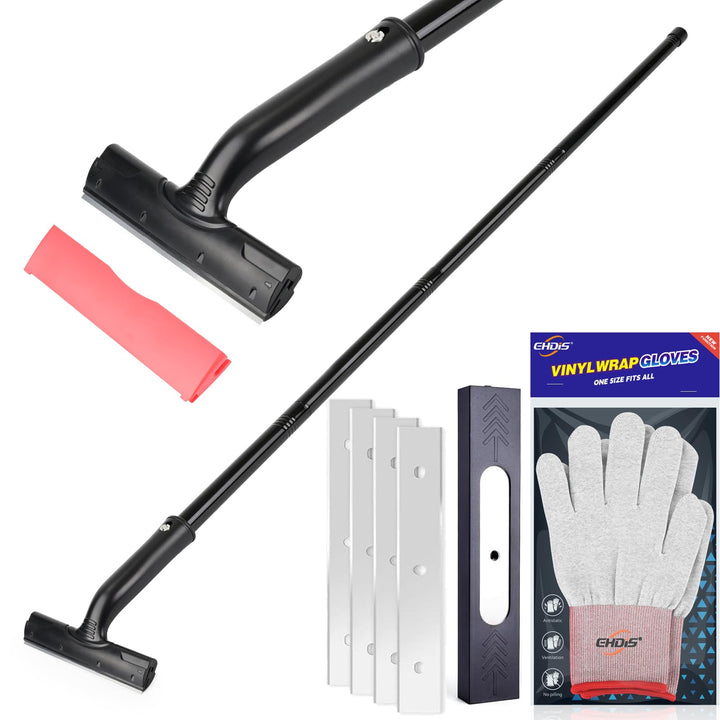 EHDIS Tapetenentferner Kit - Fensterschaber mit Ausziehbarer Griff(120cm), 20 Ersatzklingen und Hand