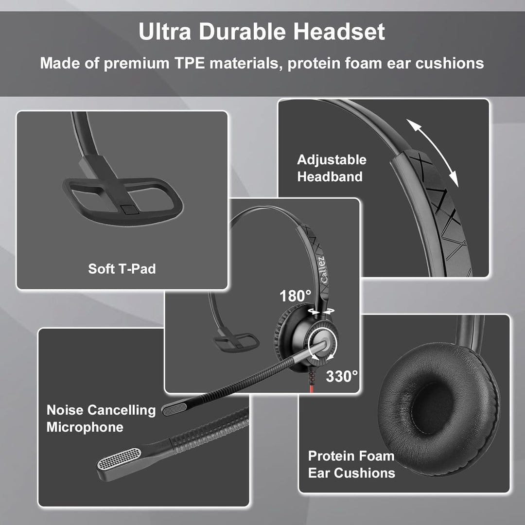 Callez G700TA USB Headset mit Mikrofon Noise Cancelling Business Kopfhörer mit Kabel für PC Laptop (