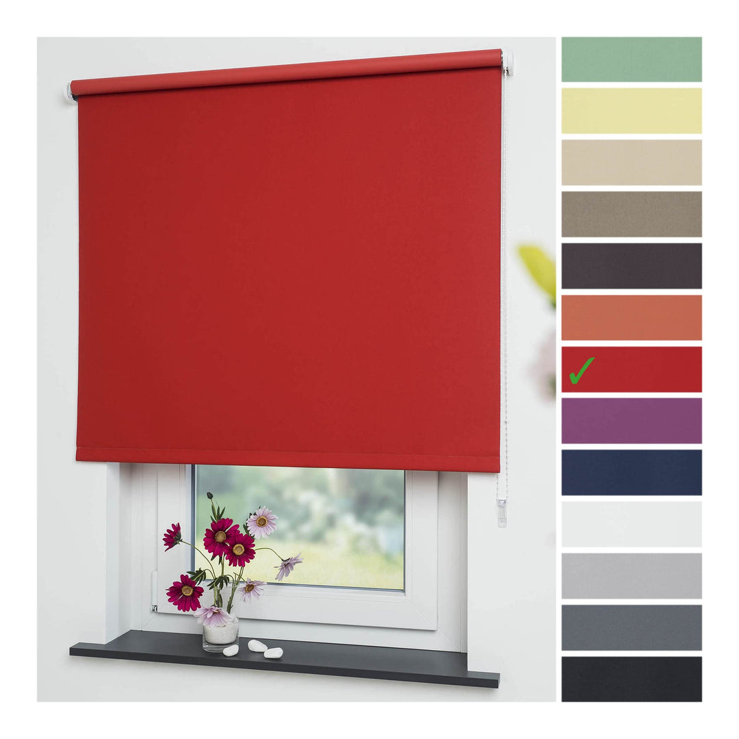 Liedeco® Rollo, Fenster Rollo, Kettenzug-Rollo / 82 x 180 cm (Breite x Höhe), rot/Verdunkelnd, Abdun