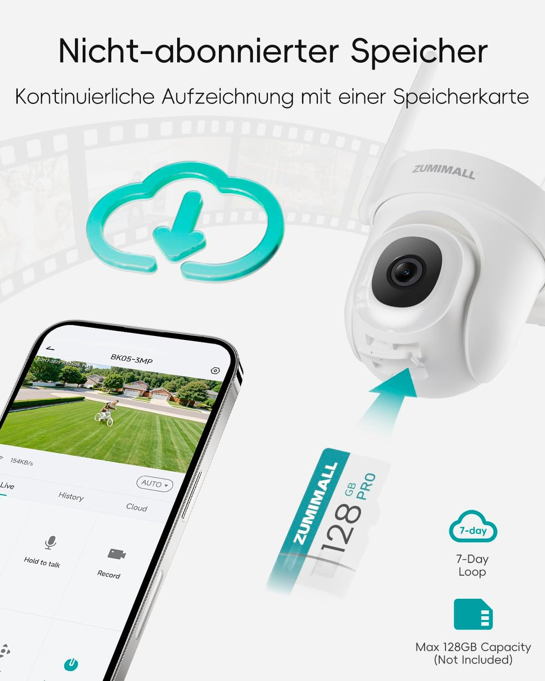 ZUMIMALL Überwachungskamera Aussen 5G/2,4GHz WLAN Kamera Überwachung aussen Kabelgebunden, 355°/90°