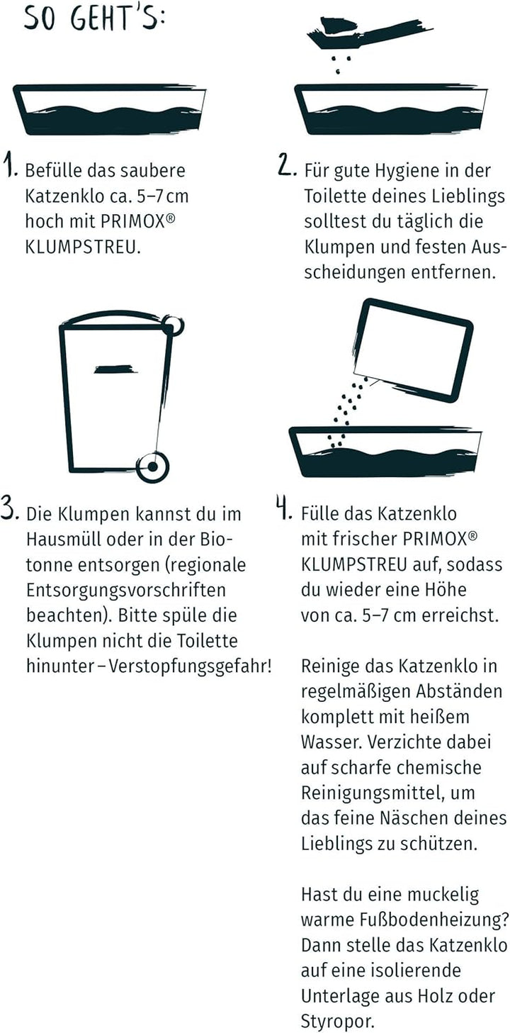 PRIMOX® Sensitiv-Klumpstreu 8 kg Ohne Duft I Besonders staubarm I 40 Tage Frische | Effiziente Geruc