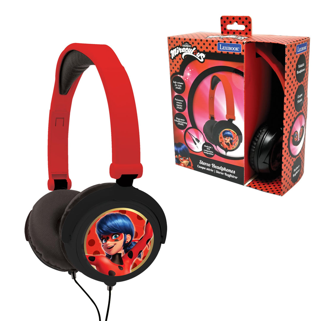 Lexibook, Miraculous Ladybug Cat Noir, Stereo-Kopfhörer, kindersichere Lautstärke, klappbar und vers