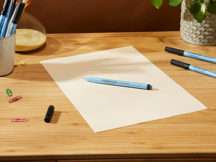 STAEDTLER Folienstift Lumocolor correctable, trocken abwischbar, integrierter Wischer am Stiftende,