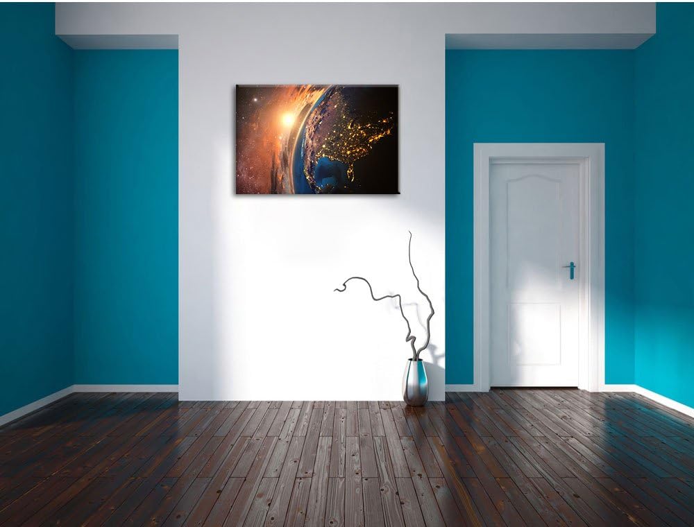 Pixxprint 3D-Rendering der Erde als Leinwandbild/Grösse: 100x70 cm/Wandbild/Kunstdruck/fertig bespan