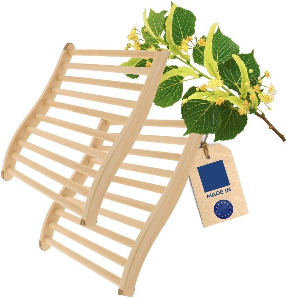2X HOFMEISTER® Sauna Rückenlehne aus hochwertigem Linden-Holz, 51 cm, ergonomisch geformt, Made in E