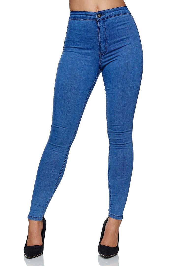 Damen Slim Fit Hose Highwaist Jeans Chunkyrayan, Hellblau Chicago