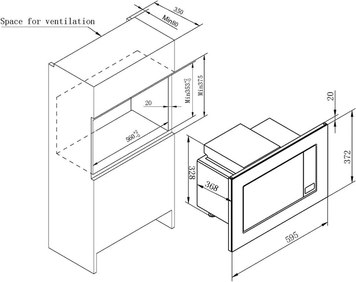 Amica EMW 13184 E Eingebaut Grill-Mikrowelle 20l 800W Edelstahl - Mikrowellen (Eingebaut, Grill-Mikr