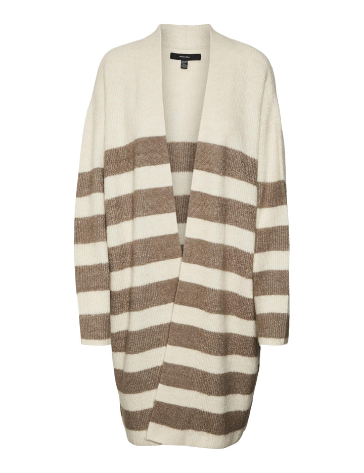 VERO MODA CURVE Damen Vmcphiline Ls Open Cardigan Ga Boo Strickjacke L Grosse Grössen Birch/Stripes: