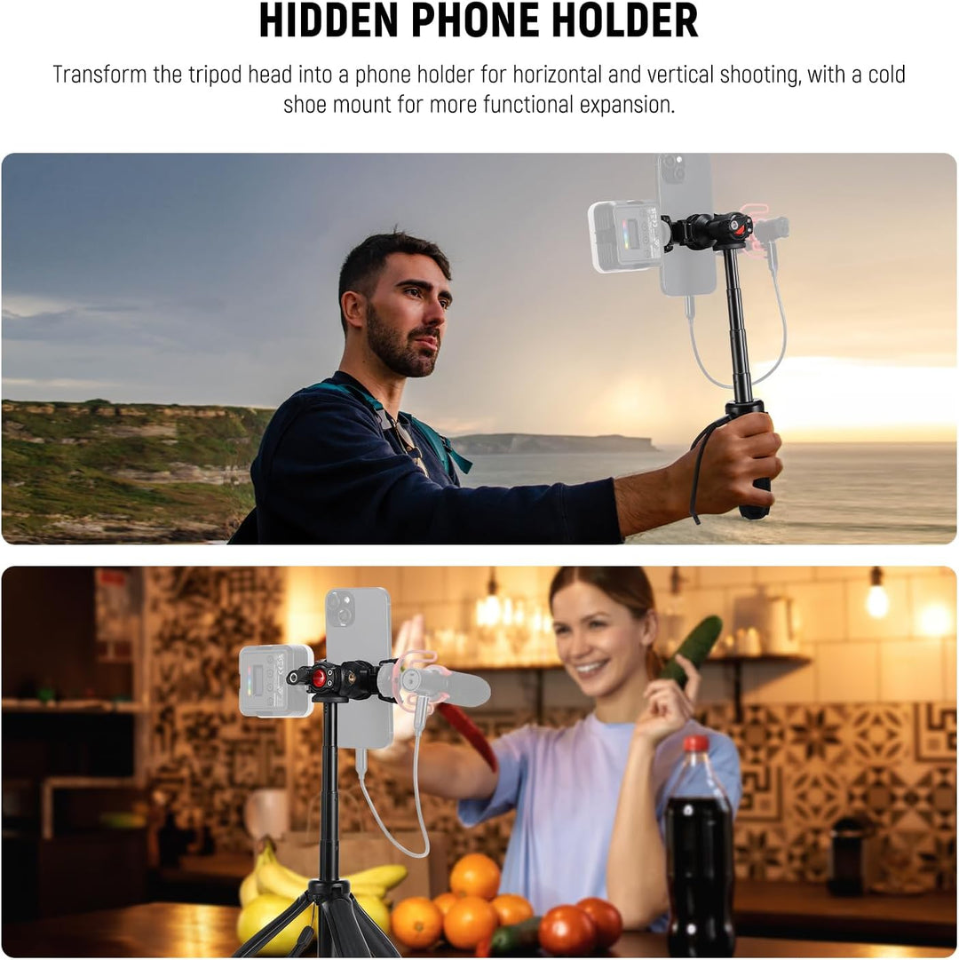 NEEWER TP38 Handy Kamera Stativ, 15" ausziehbarer Selfie Stick Mini Tripod Stand mit Telefonhalter,