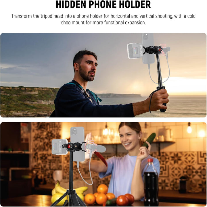 NEEWER TP38 Handy Kamera Stativ, 15" ausziehbarer Selfie Stick Mini Tripod Stand mit Telefonhalter,