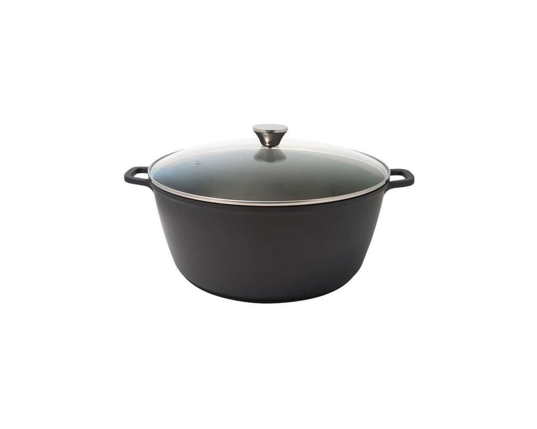 Baumalu 384923 Schmortopf hoch, 36 cm, Glasdeckel, Aluminiumguss, Schwarz Schwarz 1 Litres, Schwarz