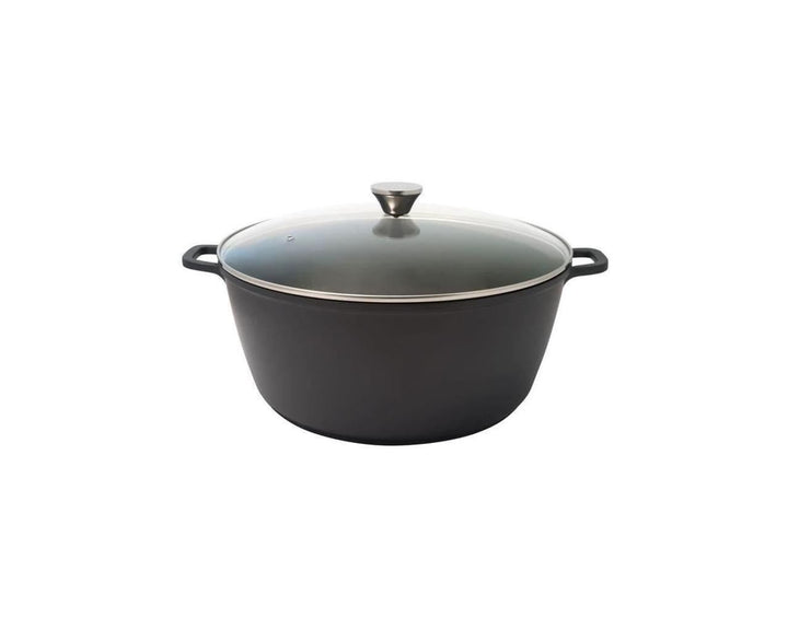 Baumalu 384923 Schmortopf hoch, 36 cm, Glasdeckel, Aluminiumguss, Schwarz Schwarz 1 Litres, Schwarz
