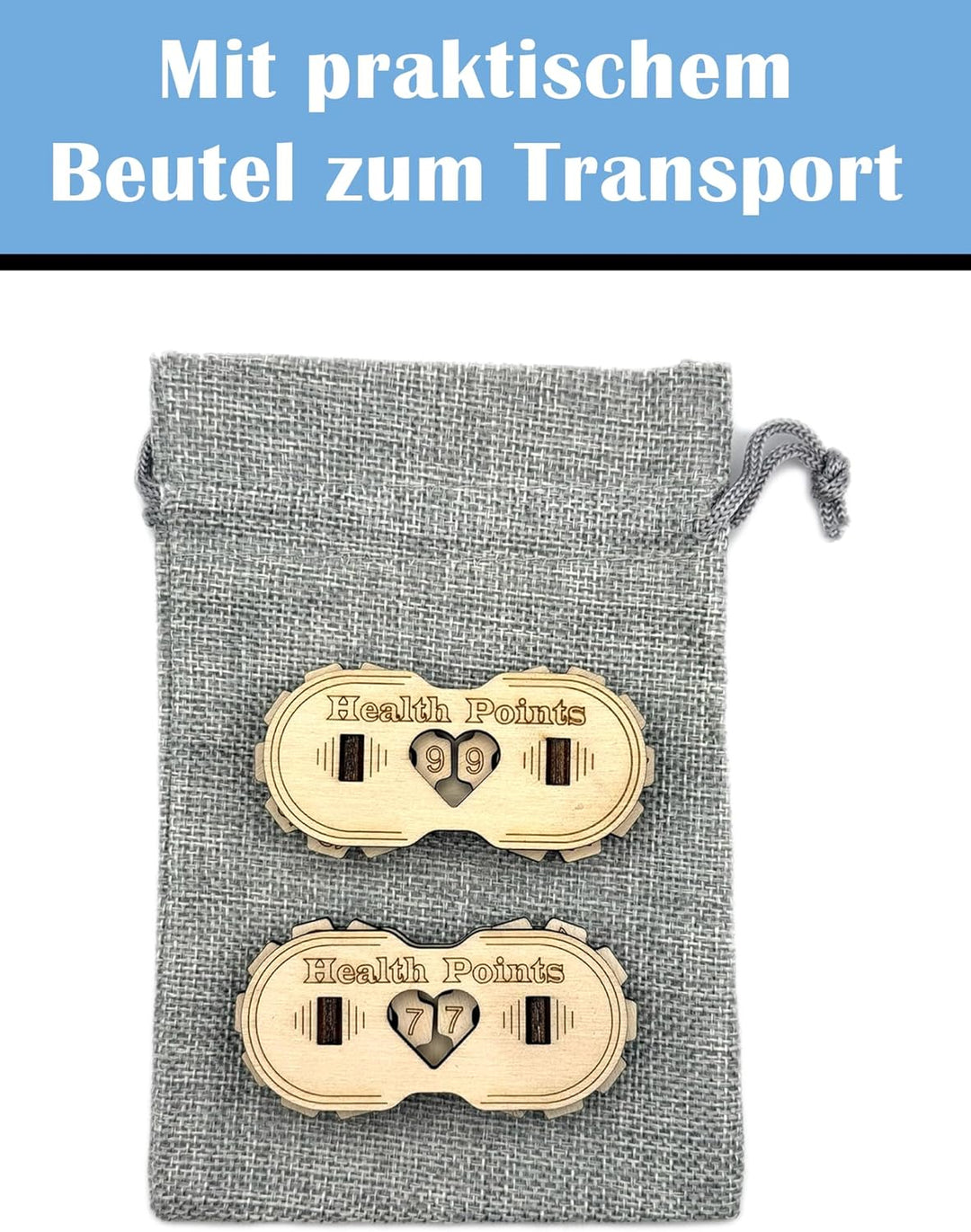 DND HP-Tracker aus Holz - Lebenspunkte-Zähler für Tabletop & RPGs - Perfekt für Dungeon Master & Spi