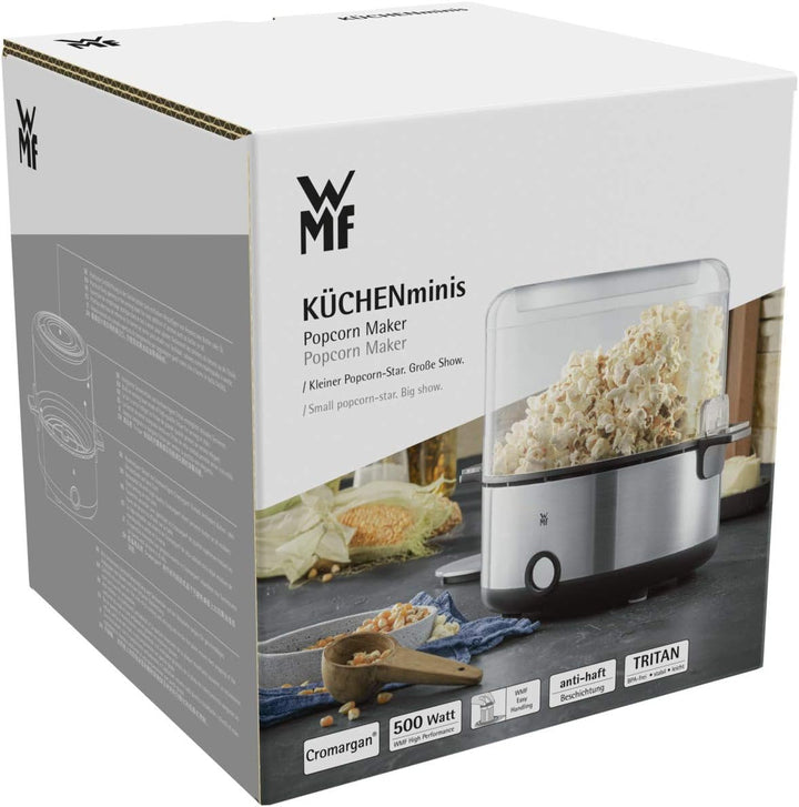 WMF Küchenminis Popcornmaschine für zuhause, Popcorn Maker, beschichtete Heizplatte, Deckel als Serv