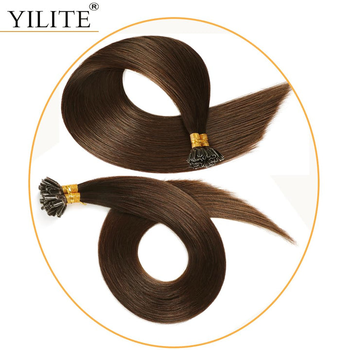 YILITE Bondings Extensions Echthaar 40cm 40g 50 Strähne Remy U Tip Extensions Echthaar Bondings Exte