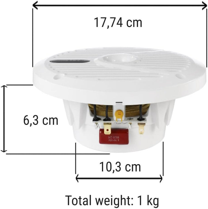 KIT SET FÜR ALPINE SPS-M601W 2 weiss 2-Wege Koaxial Marine Lautsprecher 16,5 cm 165 mm 6.5" wasserdi