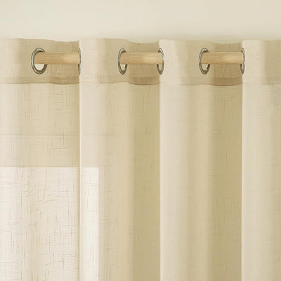 MIULEE 2er Set Voile Vorhang Sheer Leinenvorhang mit Ösen Transparente Leinen Optik Gardine Ösenscha