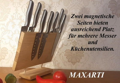 Maxarti Eichenholz Magnetisch Messerhalter Doppelseitige Messerblock Messerleiste 10x30x25cm mit sta