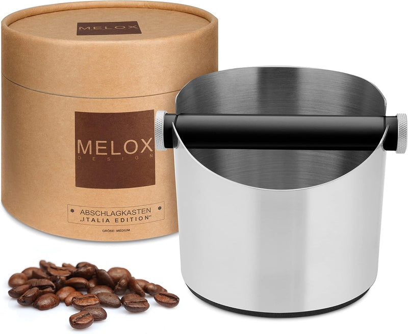 MELOX - Premium Abschlagbehälter für Siebträger Edelstahl - Kaffee & Espresso Siebträger Abklopf-Beh