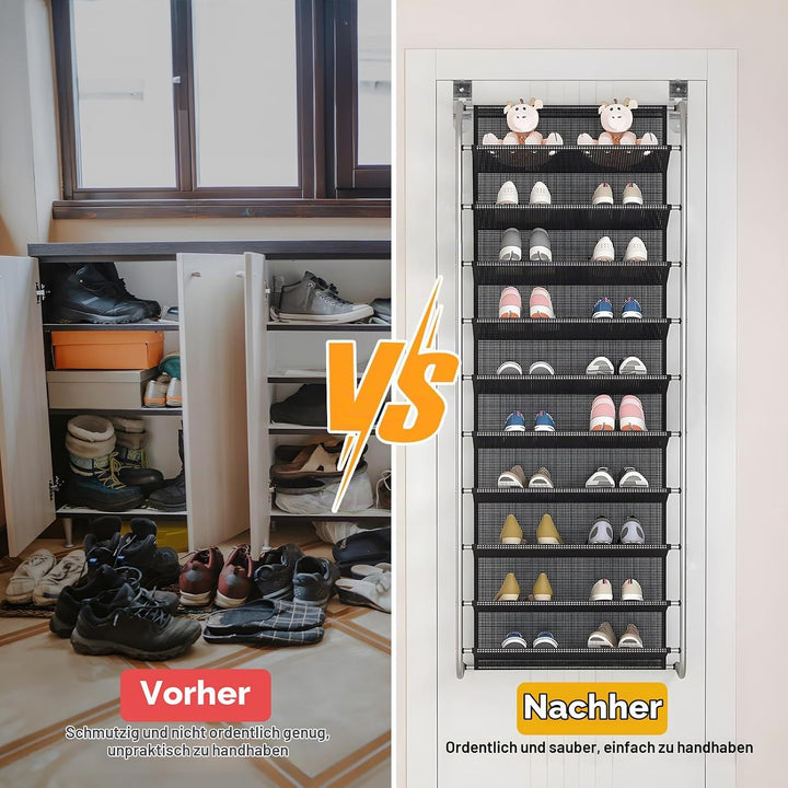 DBREAKS 2 Stück 10-Tier Verstellbares Schuhregal über der Tür, Shoe Organizer, Schuhregal Hängend, S