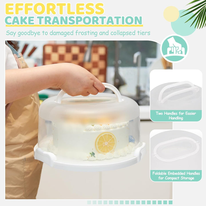 Ohuhu Kuchen Transportbox, Torten Transportbox mit Deckeln und Tragegriff, Tragbarer Tortentransport