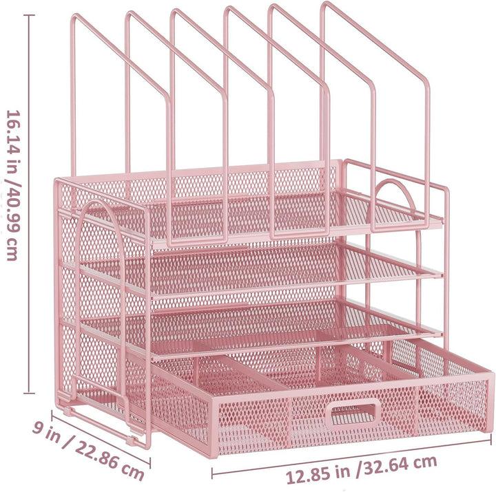 Marbrasse Schreibtisch Organizer,4 Ebenen Papier Briefablage mit Schubladen,5 Vertikale Dokumentenab